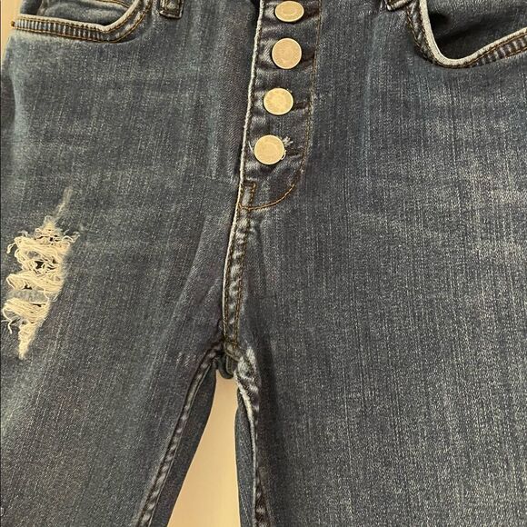 Free People Distressed Raw Hem Jeans Button Fly Size 28 - Picture 4 of 13